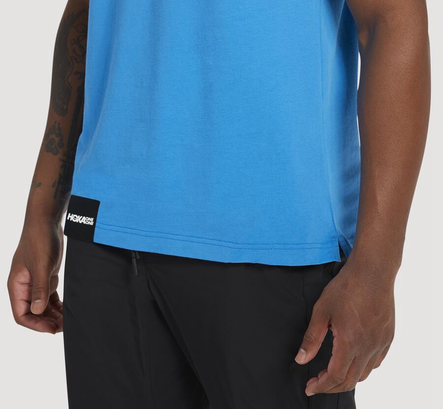 Hoka One One Mens Tee - Brand - Blue - QCWS67209